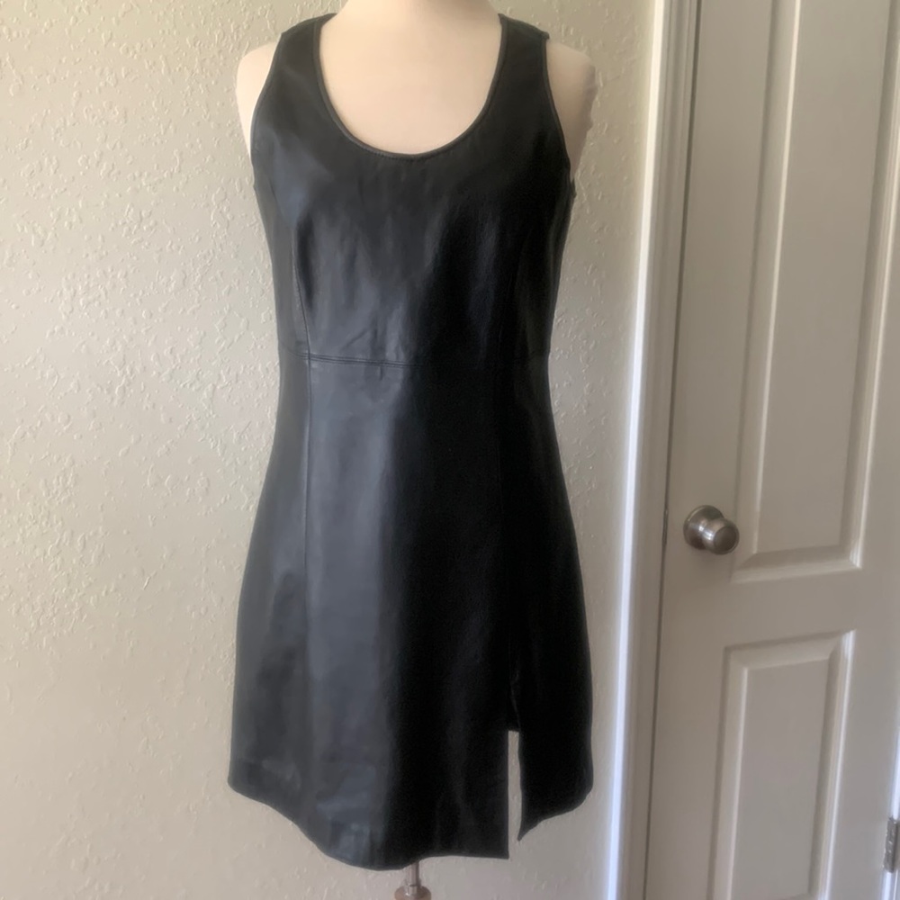 Vintage 90’s Gantos Leather Sleeveless Mini Dress M Size 8